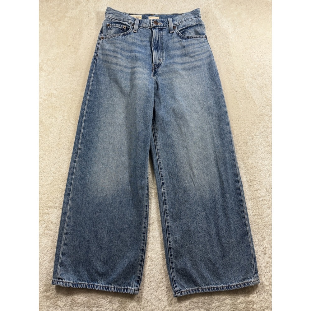 Levi's Cinching Wide Leg Flare Jeans in Light Blue Denim
